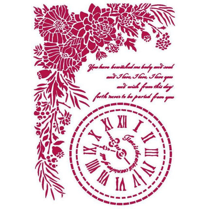 Stencil G 21x29,7 cm - Romantic Journal clock