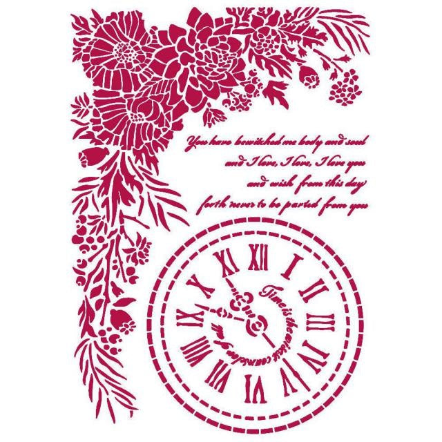 Stencil G 21x29,7 cm - Romantic Journal clock