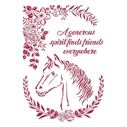 Stencil G 21x29,7 cm - Romantic Horses horse with flowers
