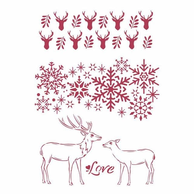 Stencil G cm 21x29,7 - Winter Tales love