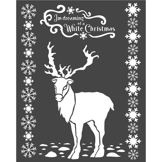 Thick stencil cm. 20X25 White Christmas deer
