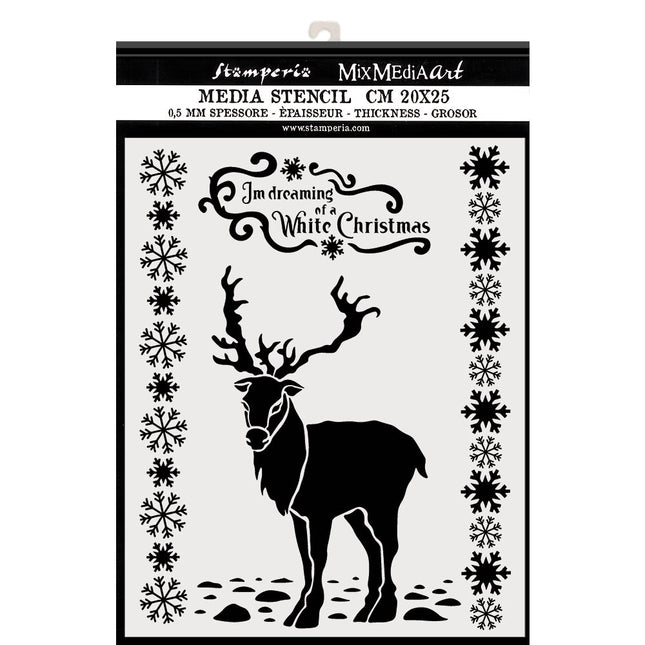 Thick stencil cm. 20X25 White Christmas deer