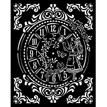 Thick stencil 20x25 cm - Alice clock