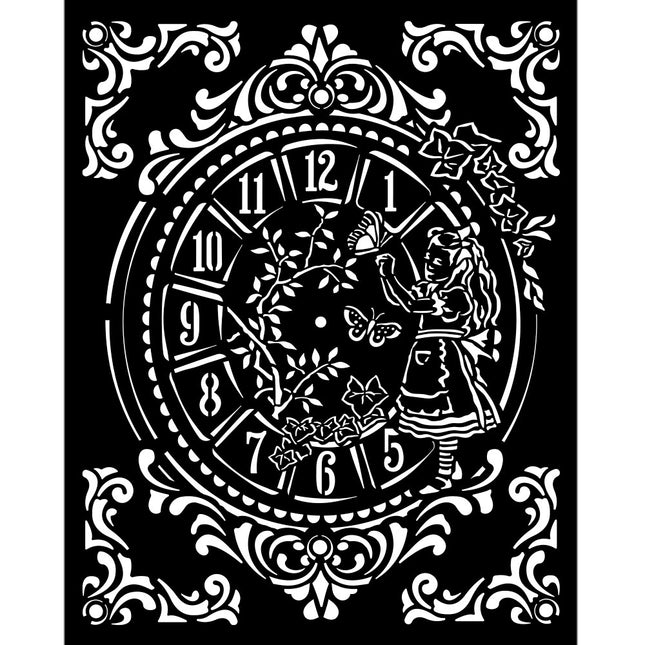 Thick stencil 20x25 cm - Alice clock