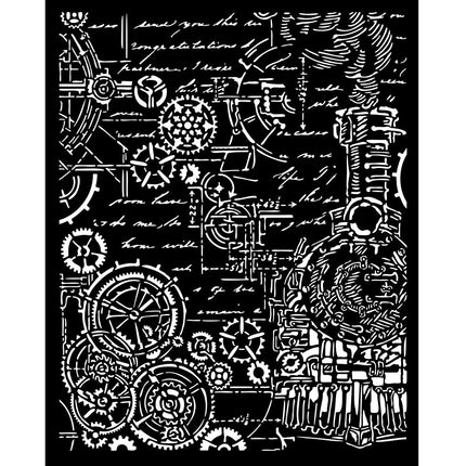 Thick stencil cm 20X25 - Sir Vagabond in Fantasy World gears