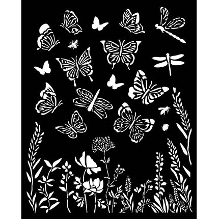 Thick stencil cm 20X25 - Lavender butterflies