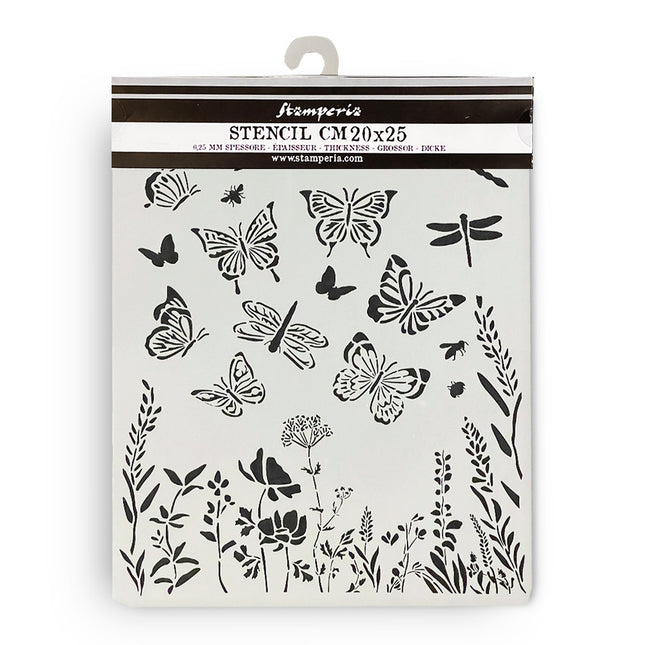 Thick stencil cm 20X25 - Lavender butterflies