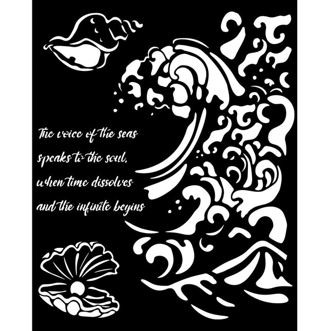 Thick stencil cm 20X25 - Silent Sea wave and shell