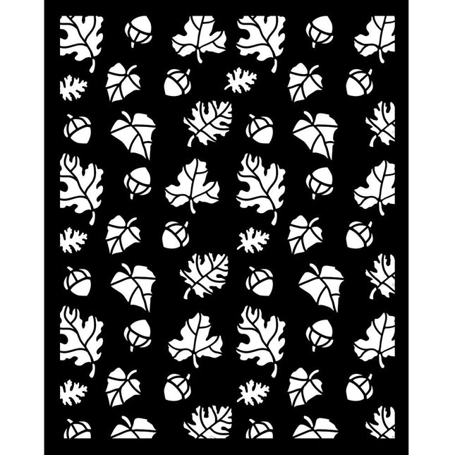 Thick stencil cm 20X25 - Whispering woods leaves and acorns pattern