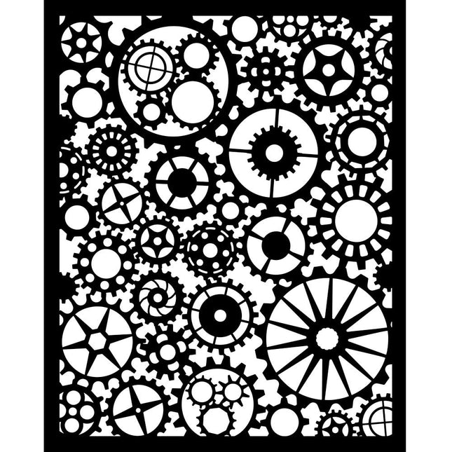 Thick stencil cm 20X25 - Voyages Fantastiques gears pattern