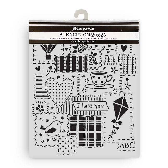 Thick stencil cm 20X25 - Family patchwork