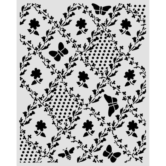 Thick stencil cm 20X25 - Daisy Art texture butterfly and daisy