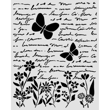 Thick stencil cm 20X25 - Daisy Art letter and butterfly