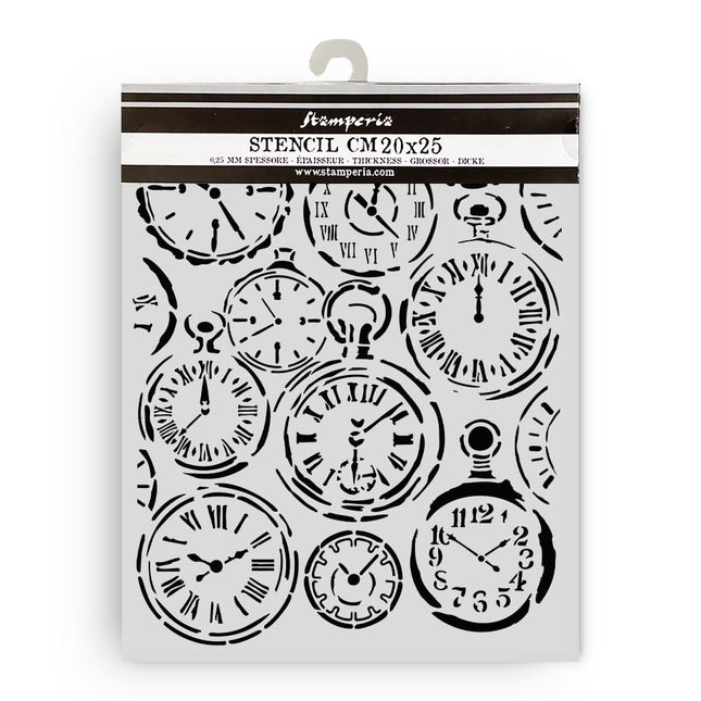 Cut laser stencil for Art and Craft cm 20X25 - Gardens of Time mixed clocks