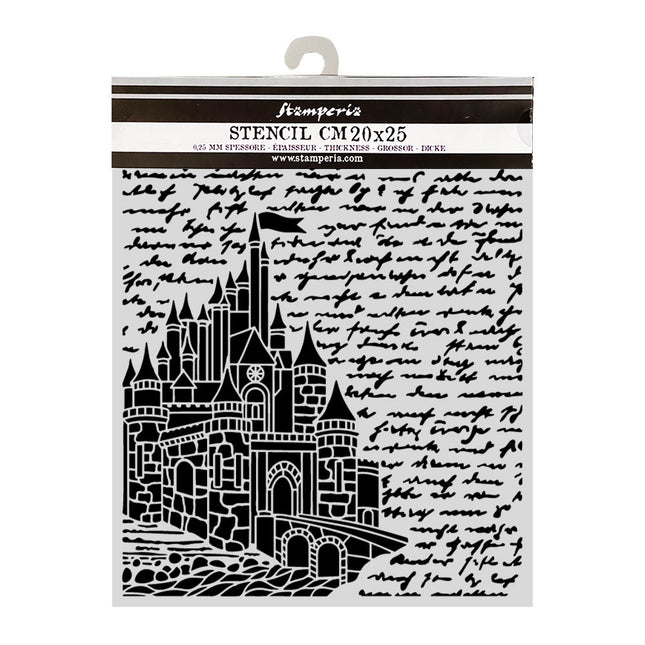 Cut laser stencil for Art and Craft cm 20X25 - Wonderland castle