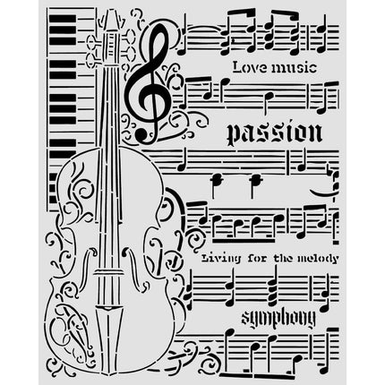 Cut laser stencil for Art and Craft cm 20X25 - Symphony violin