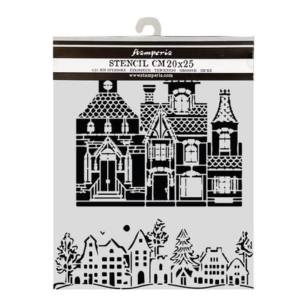 Cut laser stencil for Art and Craft cm 20X25 - Christmas house