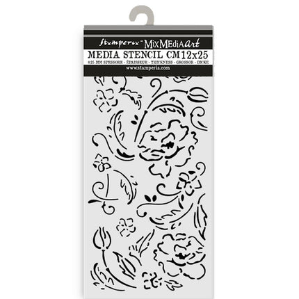 Thick stencil cm 12X25 - Old Lace flowers