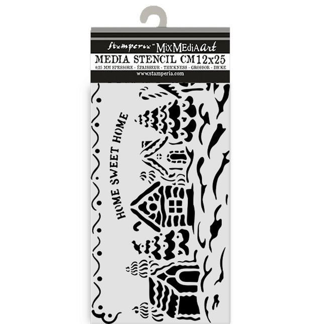 Thick stencil cm 12X25 - Candy Christmas village