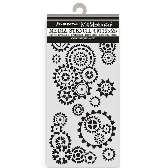 Thick stencil cm 12X25 - Gear up for Christmas gears