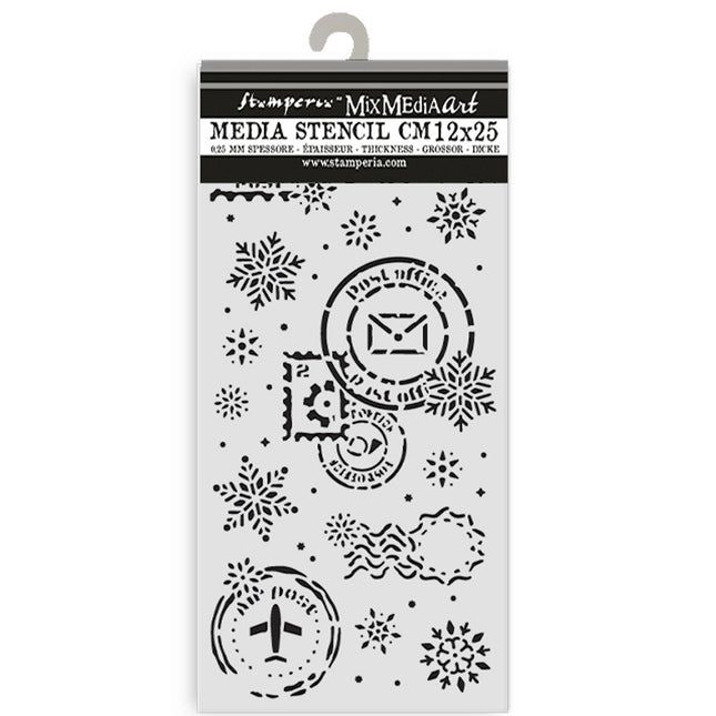 Thick stencil cm 12X25 - Gear up for Christmas snowflakes