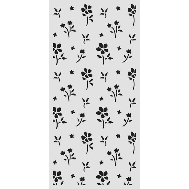 Thick stencil cm 12X25 - Family small flower pattern