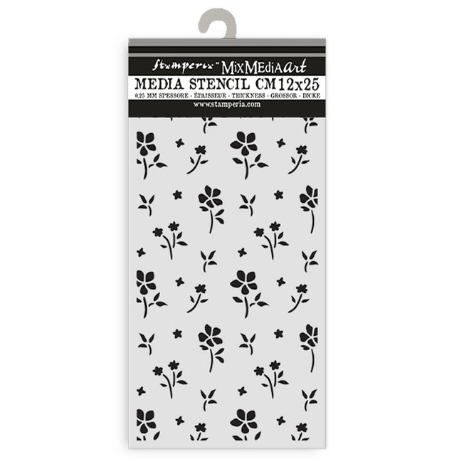 Thick stencil cm 12X25 - Family small flower pattern