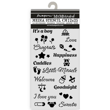 Thick stencil cm 12X25 - Baby quotes