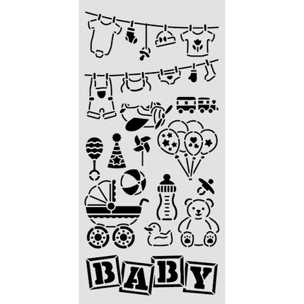 Thick stencil cm 12X25 - Baby elements