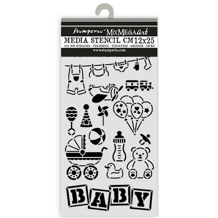 Thick stencil cm 12X25 - Baby elements