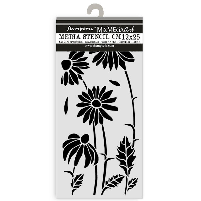 Thick stencil cm 12X25 - Daisy Art daisies
