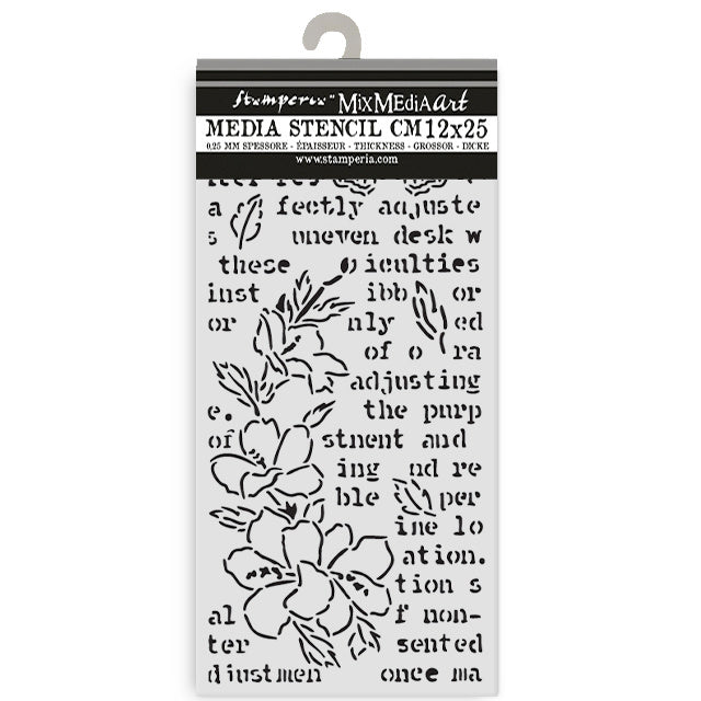 Thick stencil cm 12X25 - Secret Diary butterfly and flower