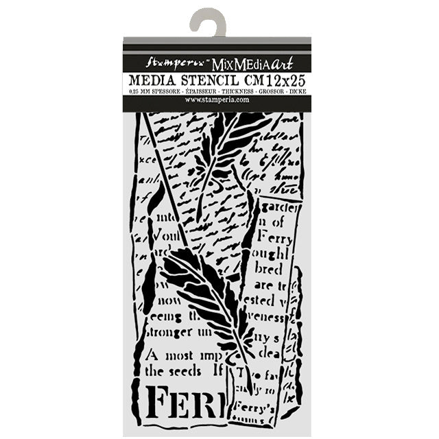 Cut laser stencil for Art and Craft cm 12X25 - All Around letter and feathers