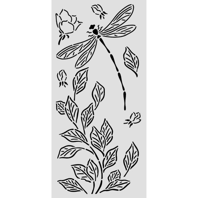 Cut laser stencil for Art and Craft cm 12X25 - Wonderland dragonfly