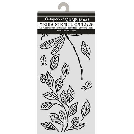 Cut laser stencil for Art and Craft cm 12X25 - Wonderland dragonfly