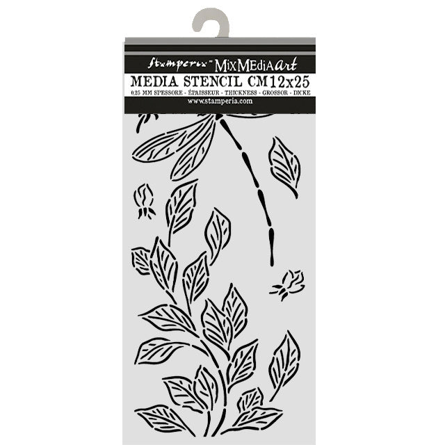 Cut laser stencil for Art and Craft cm 12X25 - Wonderland dragonfly