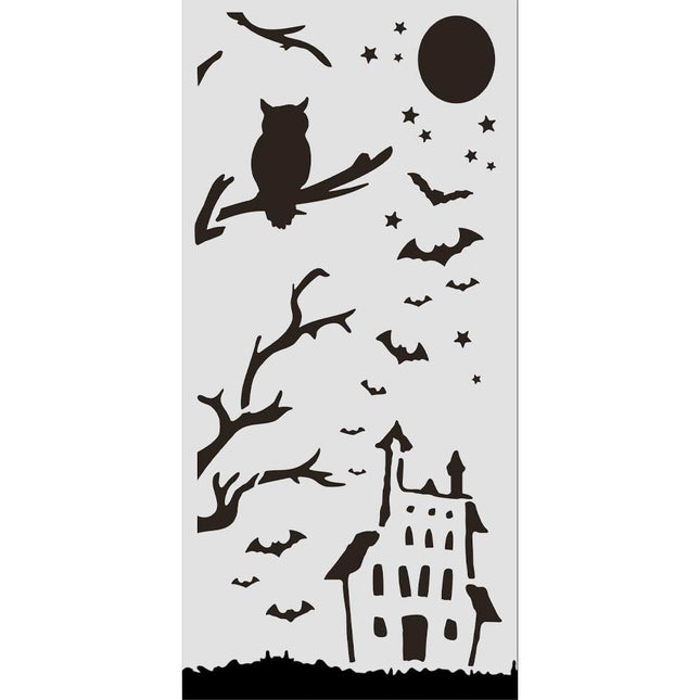 Cut laser stencil for Art and Craft cm 12X25 - Halloween Haunted House