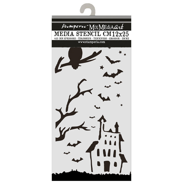 Cut laser stencil for Art and Craft cm 12X25 - Halloween Haunted House