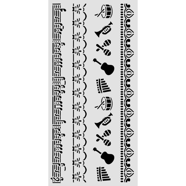 Cut laser stencil for Art and Craft cm 12X25 - Symphony borders