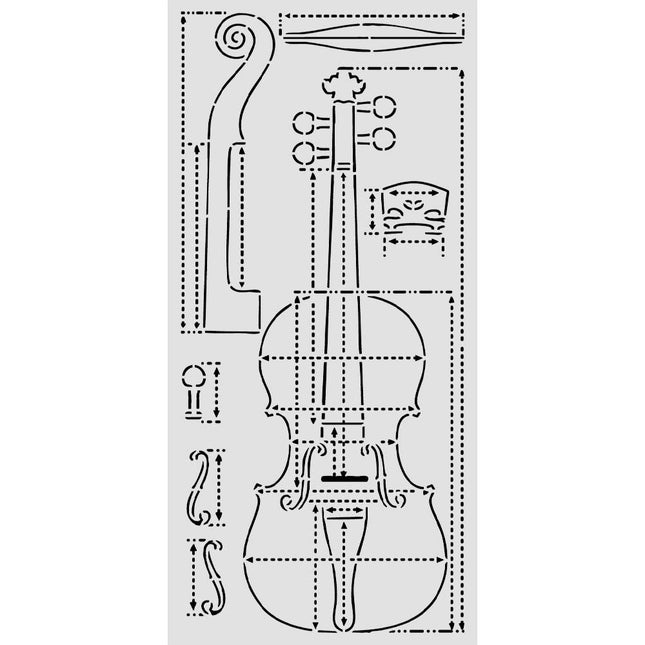 Cut laser stencil for Art and Craft cm 12X25 - Symphony violin sections
