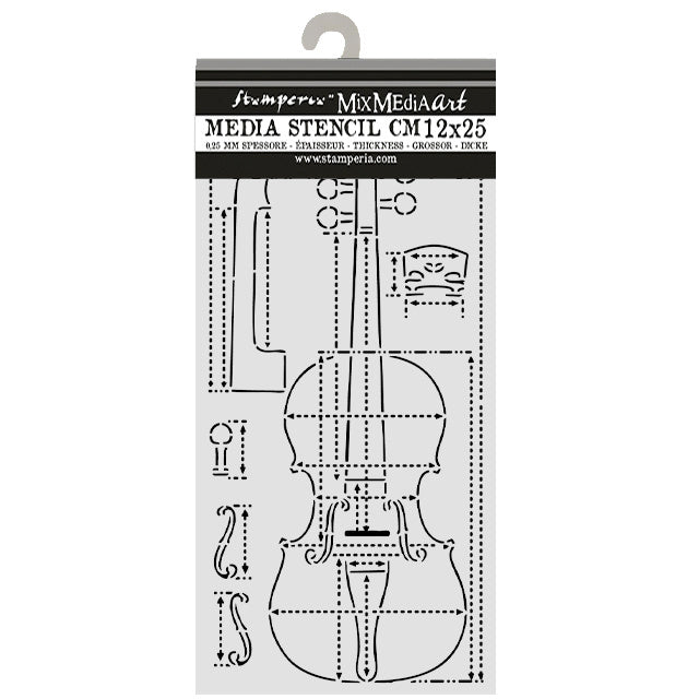 Cut laser stencil for Art and Craft cm 12X25 - Symphony violin sections