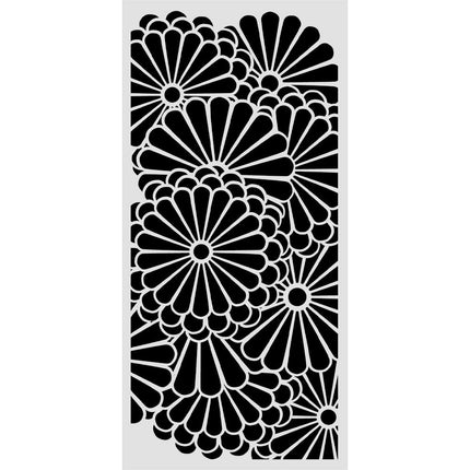 Cut laser stencil for Art and Craft cm 12X25 - Oriental Garden flowers pattern