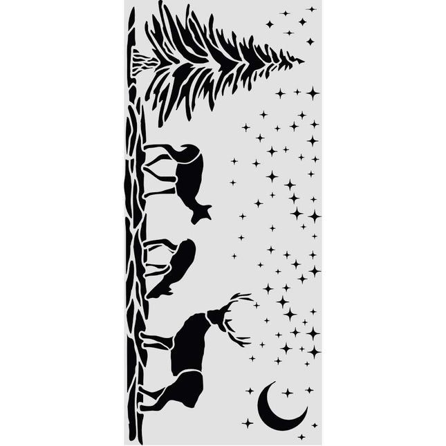 Cut laser stencil for Art and Craft cm 12X25 - Christmas deers