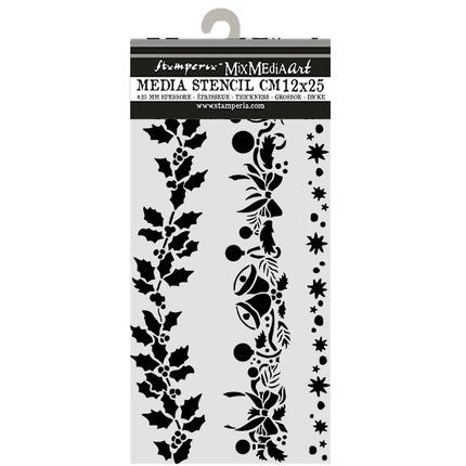Cut laser stencil for Art and Craft cm 12X25 - Christmas borders
