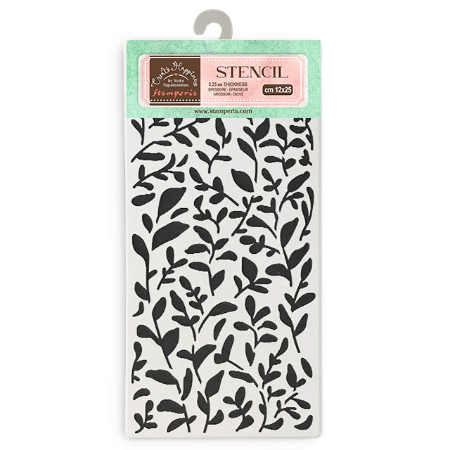Thick stencil cm 12X25 - Create Happiness Secret Diary leaves pattern