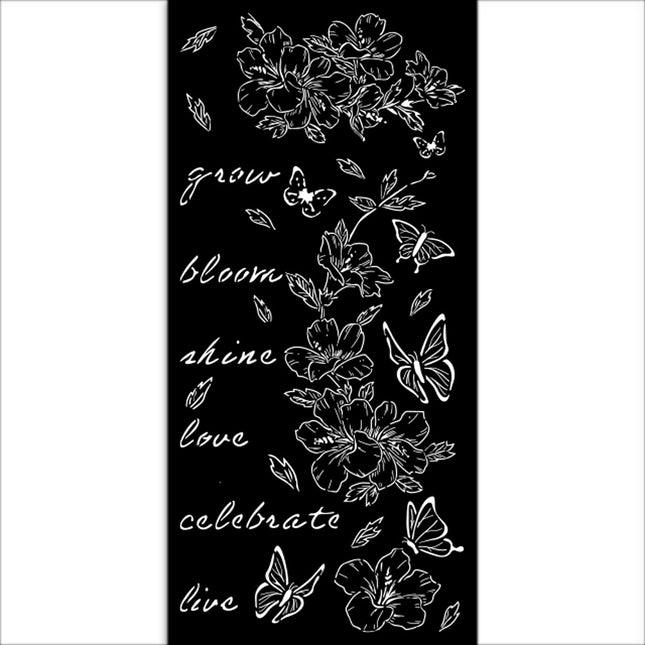 Thick stencil cm 12X25 - Create Happiness Secret Diary flowers and butterfly