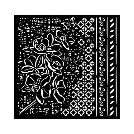 Thick stencil cm 18X18 - Orchids and Cats Orchid pattern