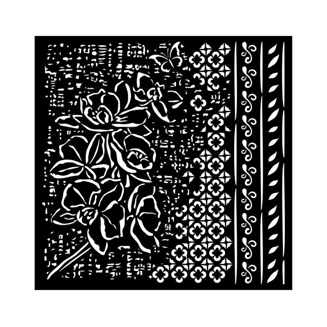 Thick stencil cm 18X18 - Orchids and Cats Orchid pattern