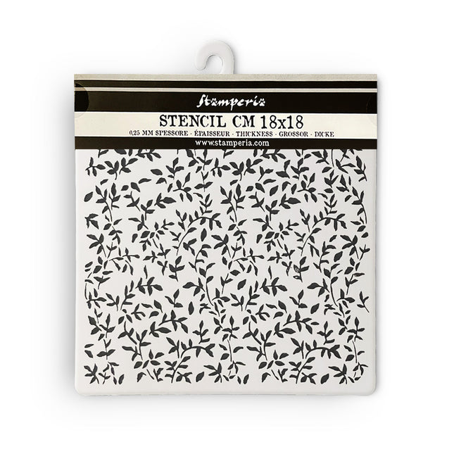 Thick stencil cm 18X18 - Garden leaves pattern