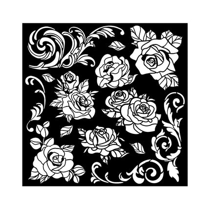Thick stencil cm 18X18 - Shabby Rose rose pattern